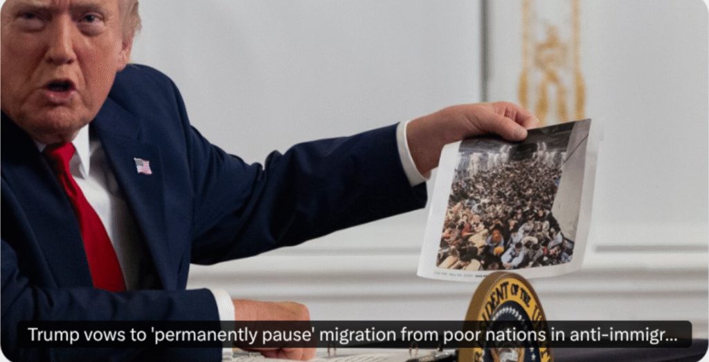 Trump vows to ‘permanently pause’ migration from poor nations in anti-immigrant social media screed