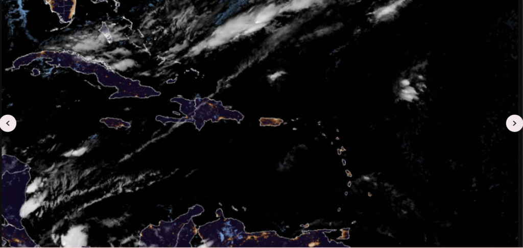 Partly sunny with a stray shower this afternoon, high 86