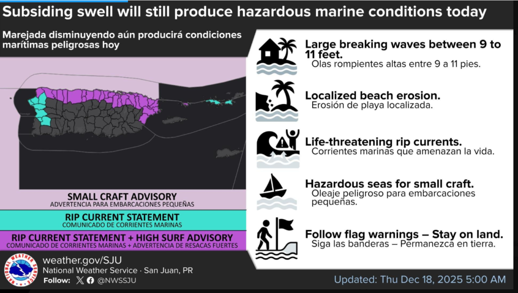 Breezy with clouds and sun, a passing shower or two this morning, high 87