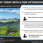 Mostly sunny, breezy, high 86