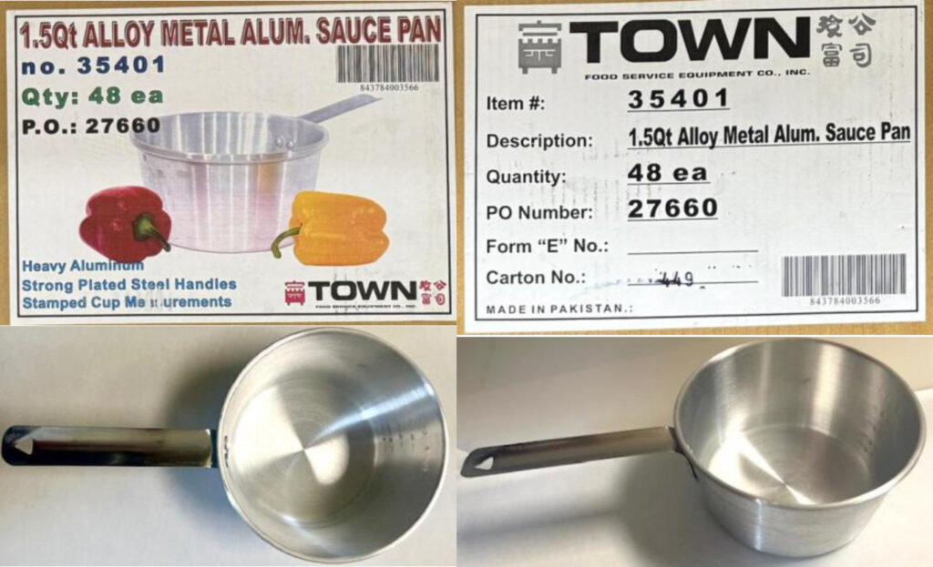 Urgent Recall: Lead contamination in Town Food saucepans