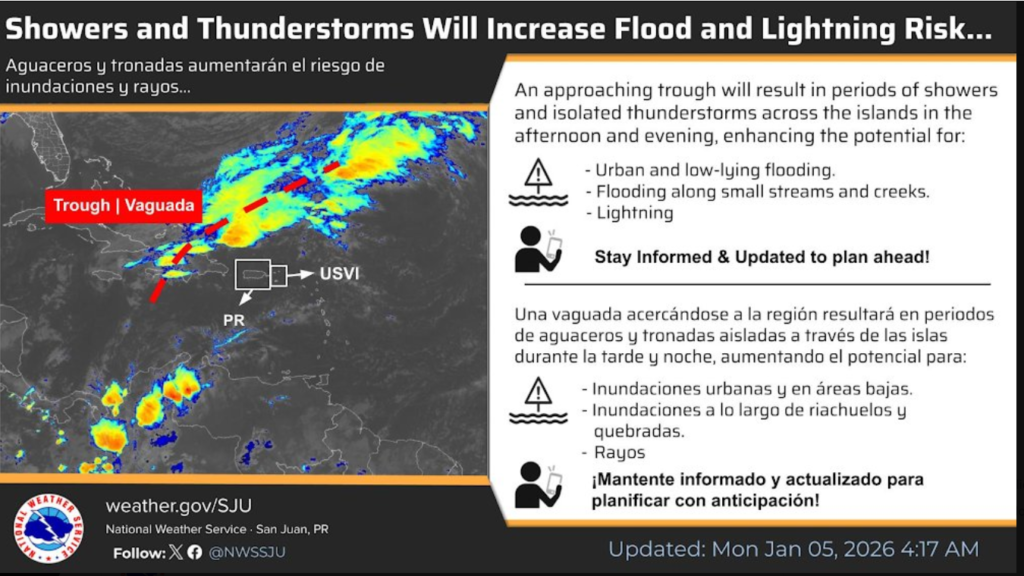 Increasing cloudiness with a couple of brief showers late this morning, high 87