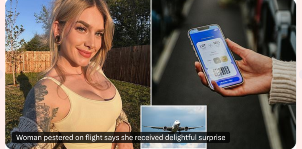 Woman pestered by entitled dad on flight for refusing to swap her aisle seat for his middle seat says she got a delightful surprise