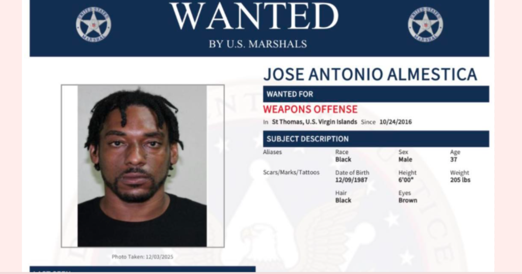 U.S. Marshals seeking Jose Almestica for ‘weapons offense’ after BVI jailbreak