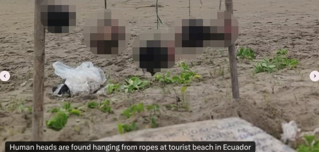 5 human heads found hanging on a beach in Ecuador
